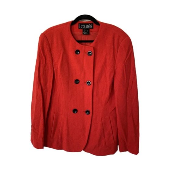 Vintage Laurel by Escada Bright Red Wool Blend Peacoat Jacket - Picture 1 of 4